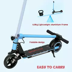SPORTNOW Folding Electric Scooter for Kids, with Dual Brakes, Front Suspension, LED Colourful Lights, Blue - 8