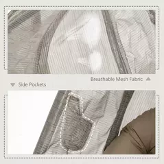 Outsunny Hanging Egg Chair, Folding Texteline Swing Hammock with Side Pocket, Cushion and Stand for Indoor Outdoor, Patio Garden Furniture, Khaki - 7