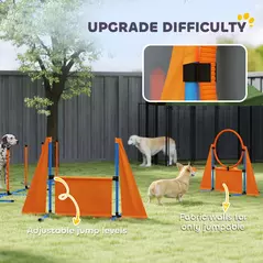 PawHut 6-Piece Dog Agility Equipment Set with Weave Poles, Jump Ring, Hurdle, Pause Box, Bag, Orange - 5