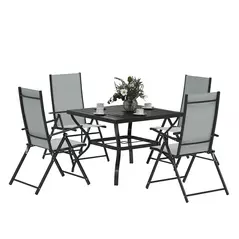 Outsunny Five-Piece Steel Frame Patio Set - Grey/Black - 1