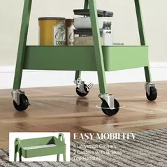 HOMCOM Three-Tier Storage Trolley - Green - 5