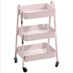 HOMCOM Three-Tier Storage Trolley - Pink - 1
