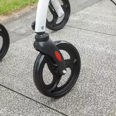 HOMCOM Folding Upright Rollator Walker with Lightweight Walking Frame, Storage Bag, Tray, Dual Brakes, Adjustable Handle Height, Mobility Aid Rolling 4 Wheeled Walker for Seniors, White - 9