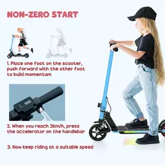 SPORTNOW Folding Electric Scooter for Kids, with Dual Brakes, Front Suspension, LED Colourful Lights, Blue - 4