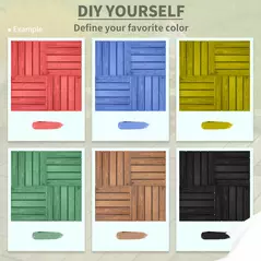 Outsunny 27 Pcs Solid Wood Interlocking Decking Tiles For Patio, Balcony, Roof Terrace, Hot Tub, Black, (30 x 30 cm Per Piece) - 8