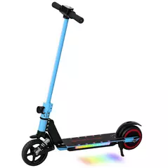 SPORTNOW Folding Electric Scooter for Kids, with Dual Brakes, Front Suspension, LED Colourful Lights, Blue - 1