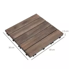Outsunny 27 Pcs Solid Wood Interlocking Decking Tiles For Patio, Balcony, Roof Terrace, Hot Tub, Black, (30 x 30 cm Per Piece) - 3
