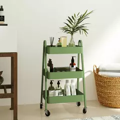 HOMCOM Three-Tier Storage Trolley - Green - 9