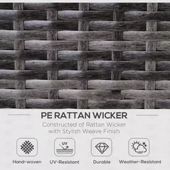 Outsunny 3PC Rattan Garden Furniture Storage Sofa Set 4 Seater Wicker Coffee Table Conservatory Sun Lounger Reclining Set Outdoor Weave with Cushion Grey - 4