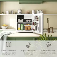 HOMCOM 46 Litre Lockable Countertop Fridge - Cream White - 6