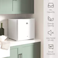 HOMCOM 46 Litre Lockable Countertop Fridge - Cream White - 4