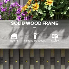 Outsunny Wall-mounted Wooden Garden Planters with Trellis, Drainage Holes and 3 Planter Boxes for Patio, Grey - 8