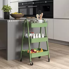HOMCOM Three-Tier Storage Trolley - Green - 2