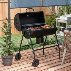 Outsunny Steel Charcoal BBQ, with Ash Catcher and Warming Rack - 2