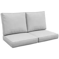 Outsunny 2 Seater Back and Seat Cushion Pillows Replacement, Patio Chair Cushions Set for Indoor Outdoor, Light Grey - 1