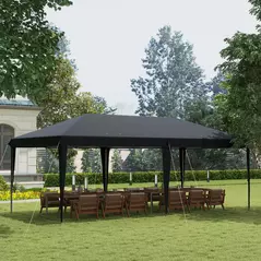 Outsunny Pop Up Gazebo 3 x 6m, Foldable Canopy Tent, Height Adjustable Wedding Awning Canopy w/ Carrying Bag, Black - 2