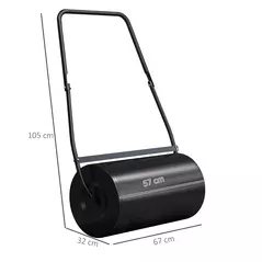 DURHAND Heavy Duty Garden Lawn Roller Push Tow Water Sand Filled 46L Equipment Manual Push Rolling Drum - 3