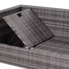 Outsunny 3PC Rattan Garden Furniture Storage Sofa Set 4 Seater Wicker Coffee Table Conservatory Sun Lounger Reclining Set Outdoor Weave with Cushion Grey - 9