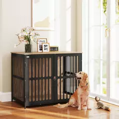 PawHut Dog Crate Furniture with Anti-Chew Resistant Mesh, Anti-Escape Single Door, for Large Dogs, 100 x 60 x 81.5 cm - 2