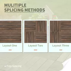 Outsunny 27 Pcs Solid Wood Interlocking Decking Tiles For Patio, Balcony, Roof Terrace, Hot Tub, Black, (30 x 30 cm Per Piece) - 4