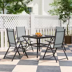 Outsunny Five-Piece Steel Frame Patio Set - Grey/Black - 2