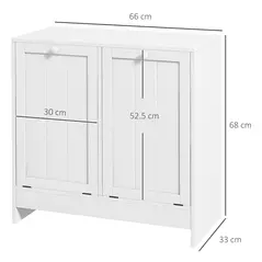 kleankin Double Hamper Laundry Storage Cabinet - White - 3