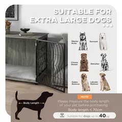 PawHut 46.46'' Dog Crate Furniture End Table w/ Plush Washable Cushion, Lockable Door, for Extra Large Dogs - 4