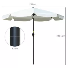 Outsunny 2.7m Patio Parasol Garden Umbrellas Outdoor Sun Shade Table Umbrella with Tilt, Crank, 8 Ribs, Ruffles, White - 3