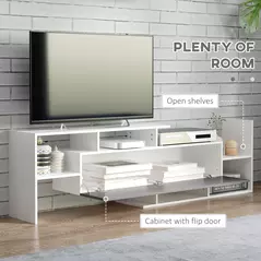 HOMCOM TV Cabinet with Wall Shelf for Wall-Mounted 65" TVs or Standing 40" TVs - White and Grey - 5