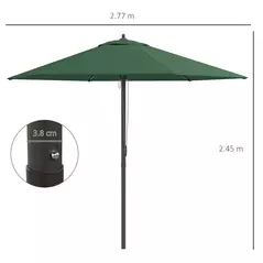 Outsunny 2.8m Garden Parasol Umbrella, Round Outdoor Market Table Umbrella Sun Shade Canopy, Green - 3