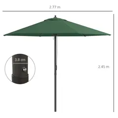 Outsunny 2.8m Garden Parasol Umbrella, Round Outdoor Market Table Umbrella Sun Shade Canopy, Green - 3