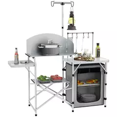 Outsunny Multi-Feature Folding Camping Kitchen, with Wind Shield - 1
