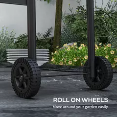 Outsunny Charcoal BBQ, with Thermometer, Shelves and Wheels - 7