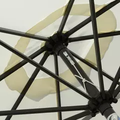 Outsunny 2.7m Patio Parasol Garden Umbrellas Outdoor Sun Shade Table Umbrella with Tilt, Crank, 8 Ribs, Ruffles, White - 8