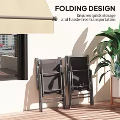 Outsunny Set of 2 Folding Garden Chairs, Aluminium Frame Outdoor Dining Chairs with Breathable Mesh Back and Seat, Garden Folding Chair Set with Armrests for Balcony, Dark Grey - 6