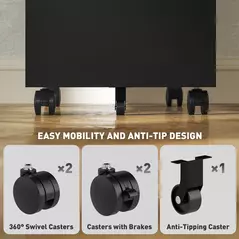 Vinsetto 3-Drawer Steel Filing Cabinet with Lock and Wheels - Black - 7