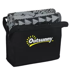 Outsunny 182 x 274cm Reversible Patterned Outdoor Rug, with Bag - Black/Grey - 9