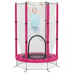 AIYAPLAY 4.6ft Toddler Trampoline w/ Safety Enclosure Net, for Indoor Outdoor Use, Ages 3-6 Years, Pink - 1