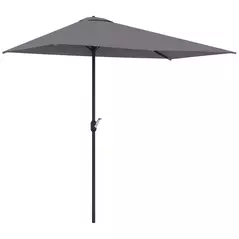 Outsunny Balcony Half Parasol Semi Round Umbrella Patio Crank Handle (2.3 m, Grey)- NO BASE INCLUDED - 1
