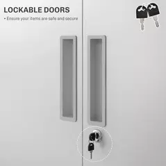HOMCOM Five Shelf Lockable Steel Office Cabinet - White - 5