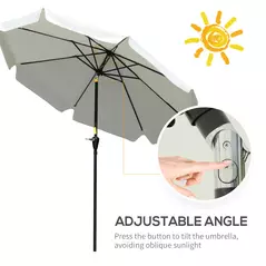 Outsunny 2.7m Patio Parasol Garden Umbrellas Outdoor Sun Shade Table Umbrella with Tilt, Crank, 8 Ribs, Ruffles, White - 4