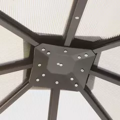 Outsunny 3m x 3m Hardtop Metal Frame Gazebo with 4 curtains, 100 kg Snow Load Capacity, Black - 7