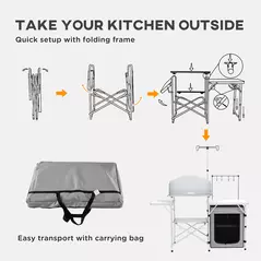 Outsunny Multi-Feature Folding Camping Kitchen, with Wind Shield - 6