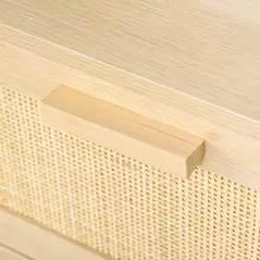 HOMCOM Rattan Bedroom Chest of Drawers, 3 Drawers Storage Unit, Boho Dresser for Living Room, Hallway, Natural - 8