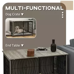 PawHut 46.46'' Dog Crate Furniture End Table w/ Plush Washable Cushion, Lockable Door, for Extra Large Dogs - 5
