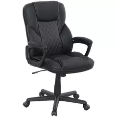 HOMCOM High Back Executive Office Chair, PU Leather Swivel Desk Chair with Tilt Function, Armrests and Adjustable Height for Home Office, Black - 1