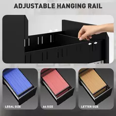 Vinsetto 3-Drawer Steel Filing Cabinet with Lock and Wheels - Black - 5