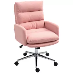 HOMCOM 91-99cm Sherpa Fleece Office Chair - Pink - 1