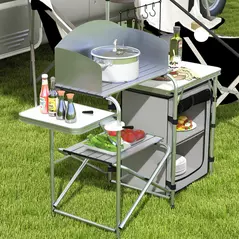 Outsunny Multi-Feature Folding Camping Kitchen, with Wind Shield - 8