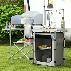 Outsunny Multi-Feature Folding Camping Kitchen, with Wind Shield - 9